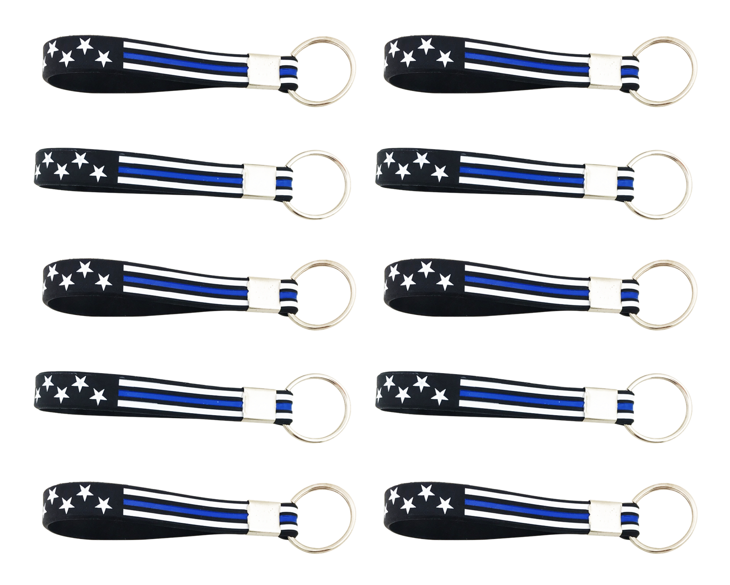Thin Blue Line American Flag Silicone Keychain