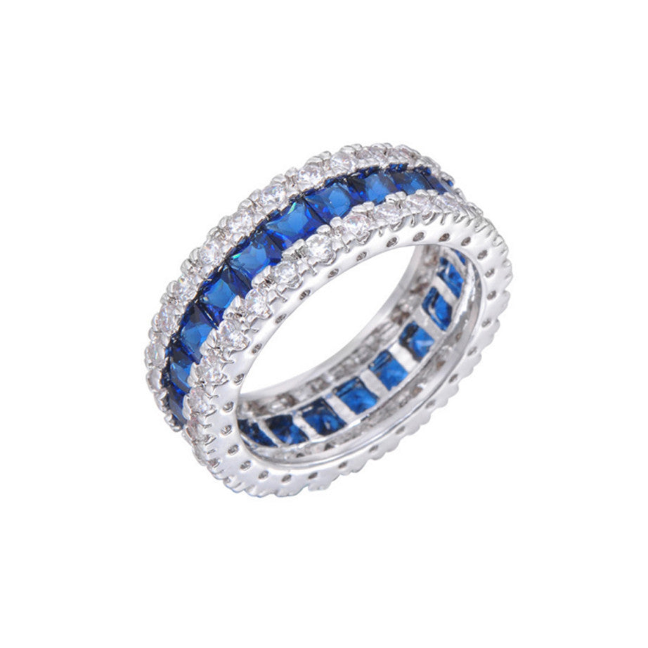 Stunning 10Kt White Gold Filled Diamond Simulated Sapphire Ring