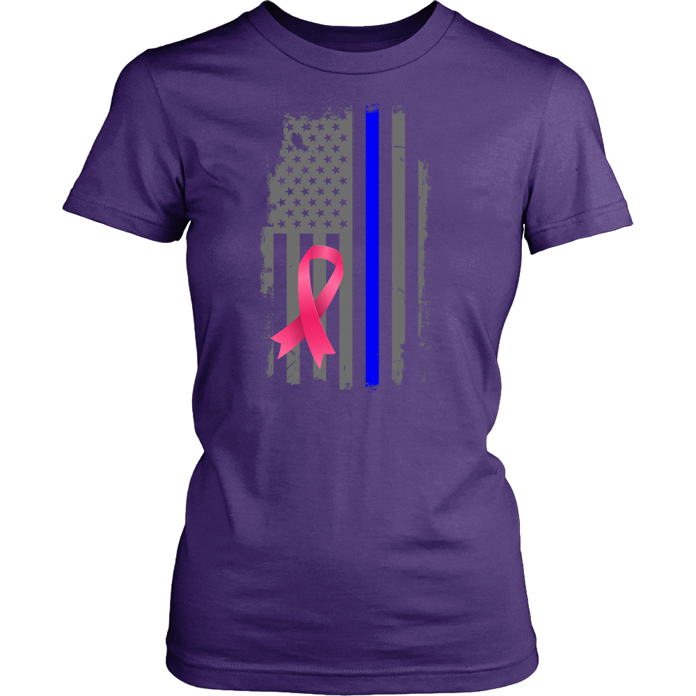 Breast Cancer Awareness Thin Blue Line Flag Shirt