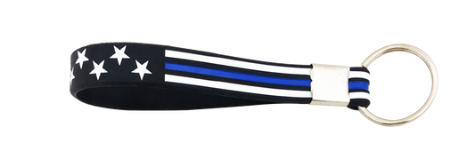 Thin Blue Line American Flag Silicone Keychain