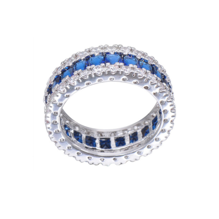 Stunning 10Kt White Gold Filled Diamond Simulated Sapphire Ring