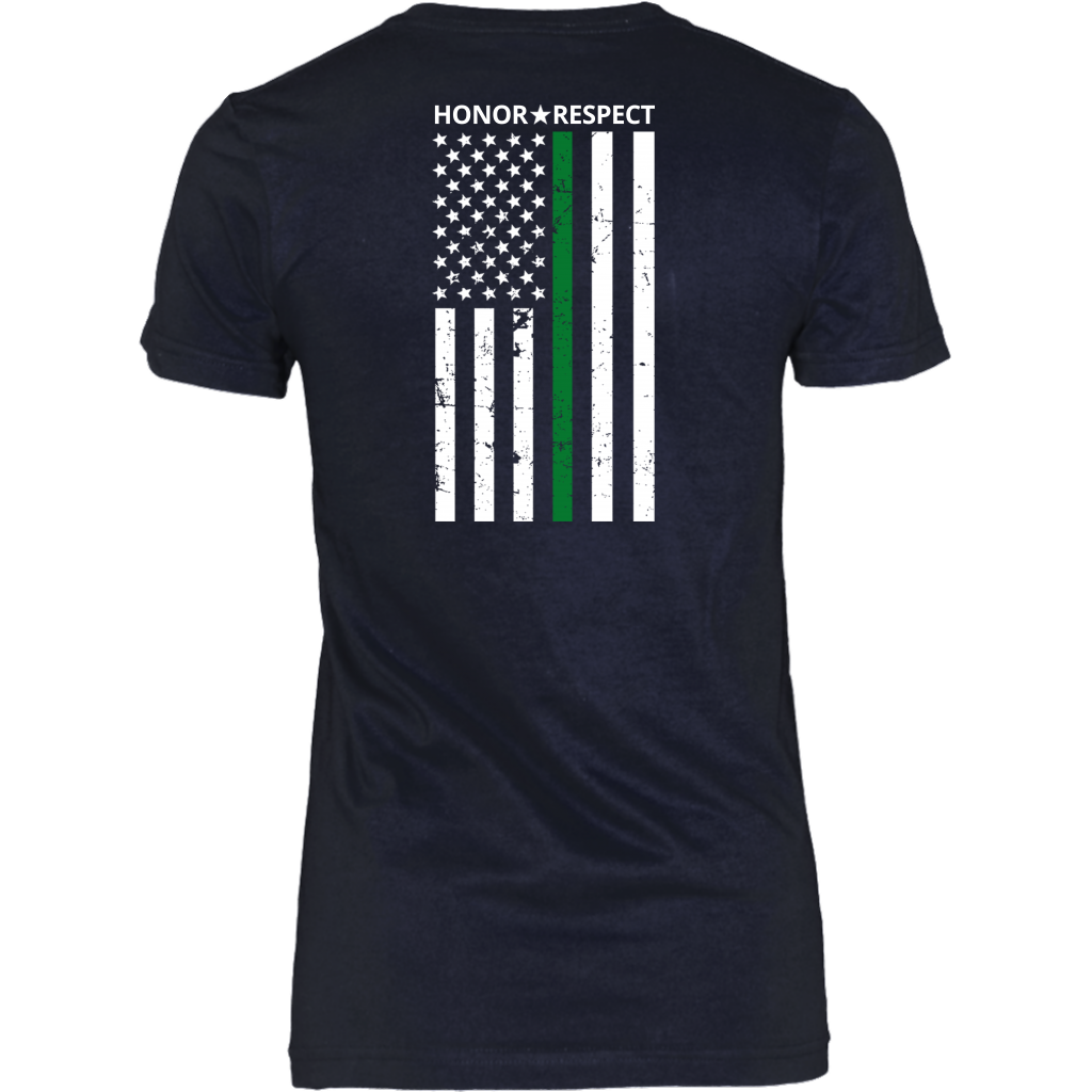 THIN GREEN LINE FLAG HONOR RESPECT SHIRTS AND HOODIES - Back design
