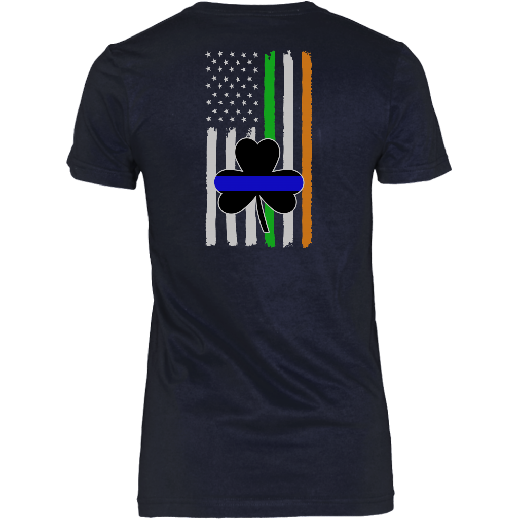 Thin Blue Line Shamrock Distress Irish Flag Shirts & Hoodies