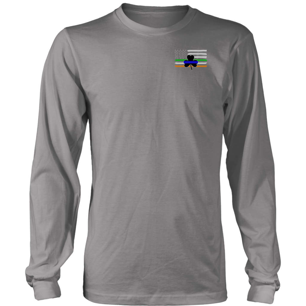 Thin Blue Line Shamrock Distress Irish Flag Shirts & Hoodies