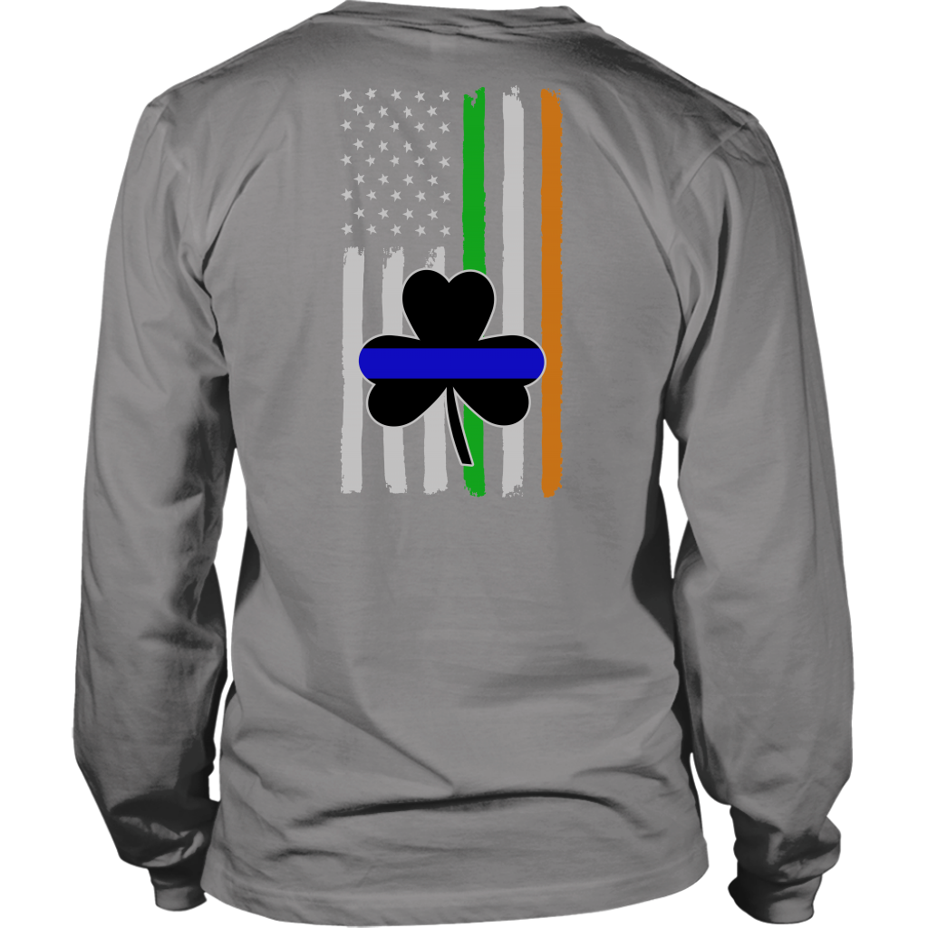 Thin Blue Line Shamrock Distress Irish Flag Shirts & Hoodies