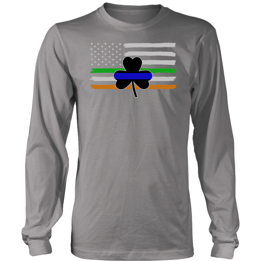 Thin Blue Line Shamrock Distress Irish Flag Shirts & Hoodies