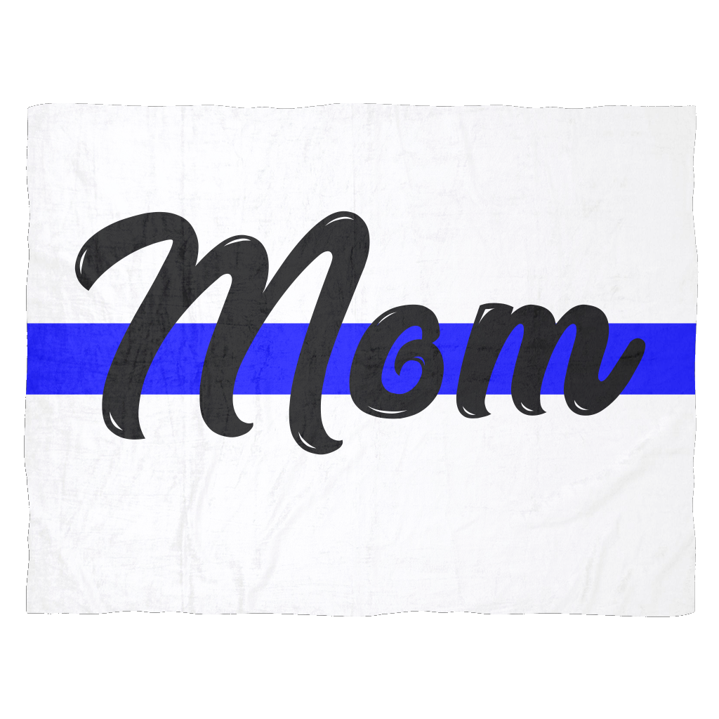 Mom - Thin Blue Line Blanket - White