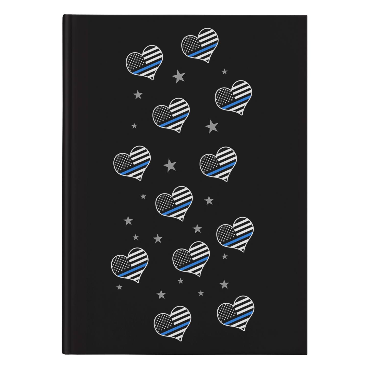 Thin Blue Line Flags Hearts Journal Notebook - Hardcover