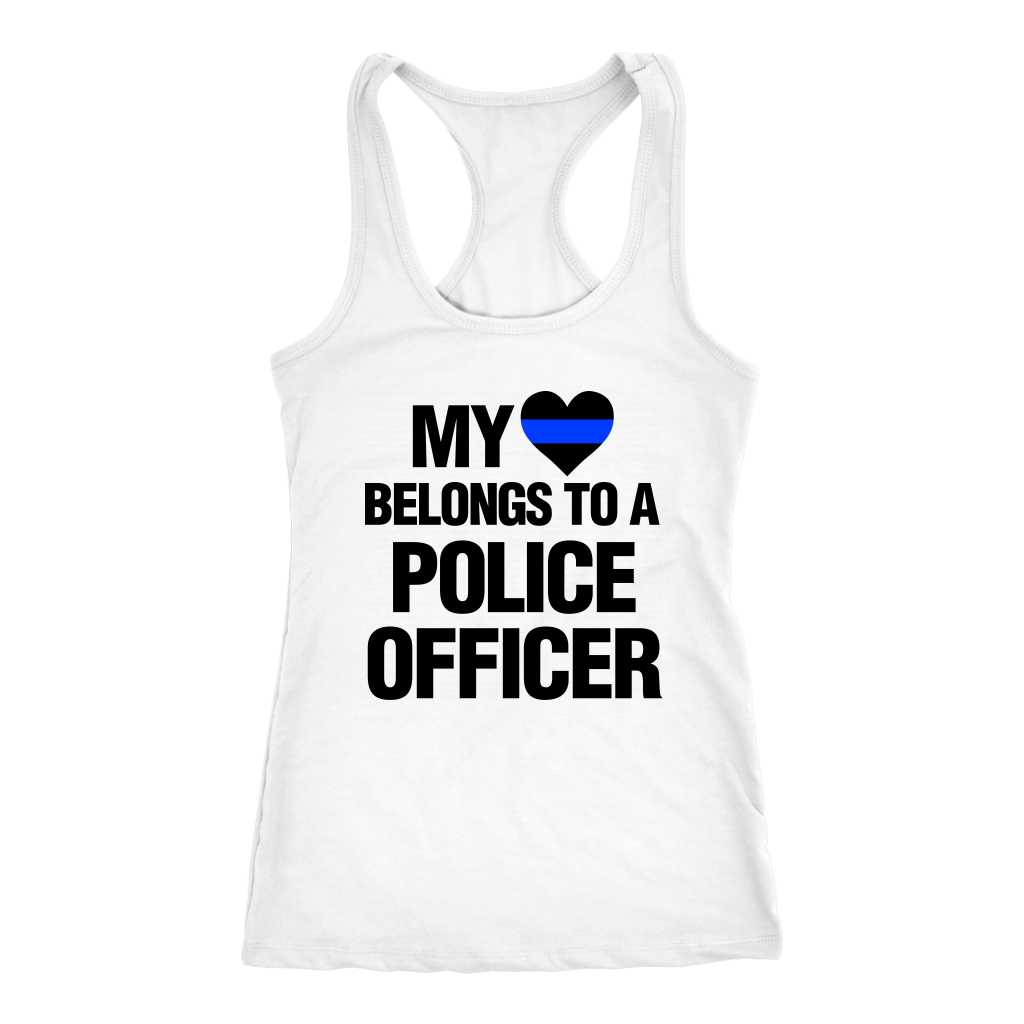 Women's My Heart Belongs To A Police Officer Tank Tops