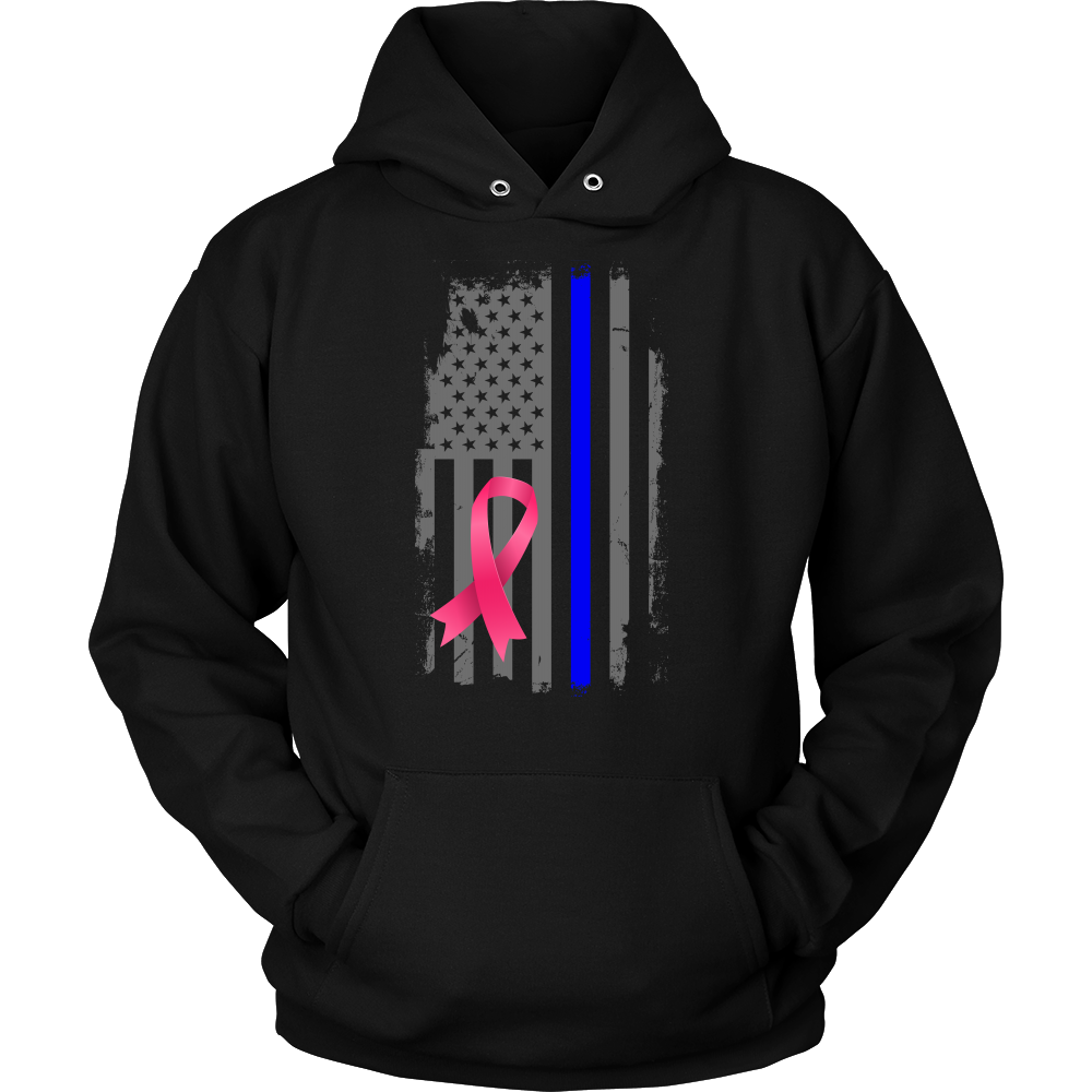 Breast Cancer Awareness Thin Blue Line Flag Shirt