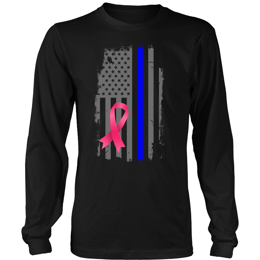 Breast Cancer Awareness Thin Blue Line Flag Shirt