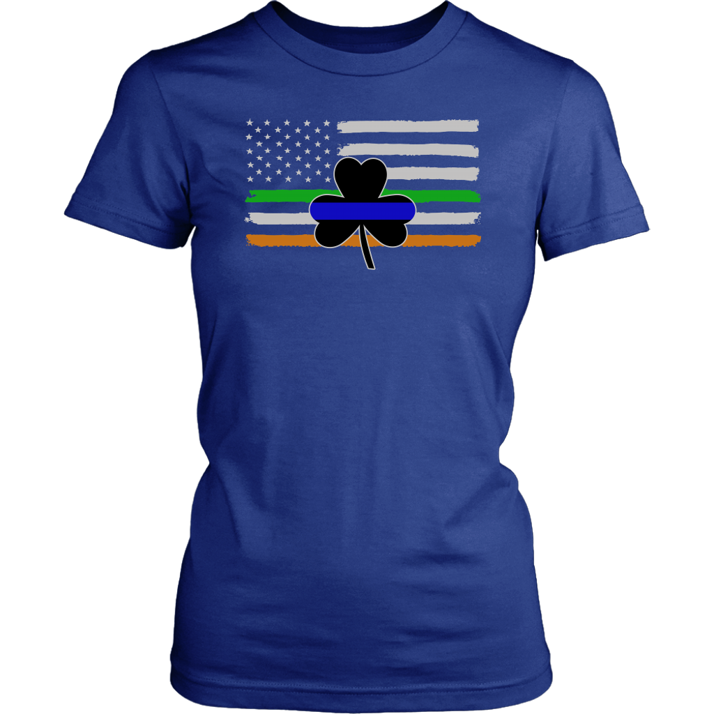 Thin Blue Line Shamrock Distress Irish Flag Shirts & Hoodies