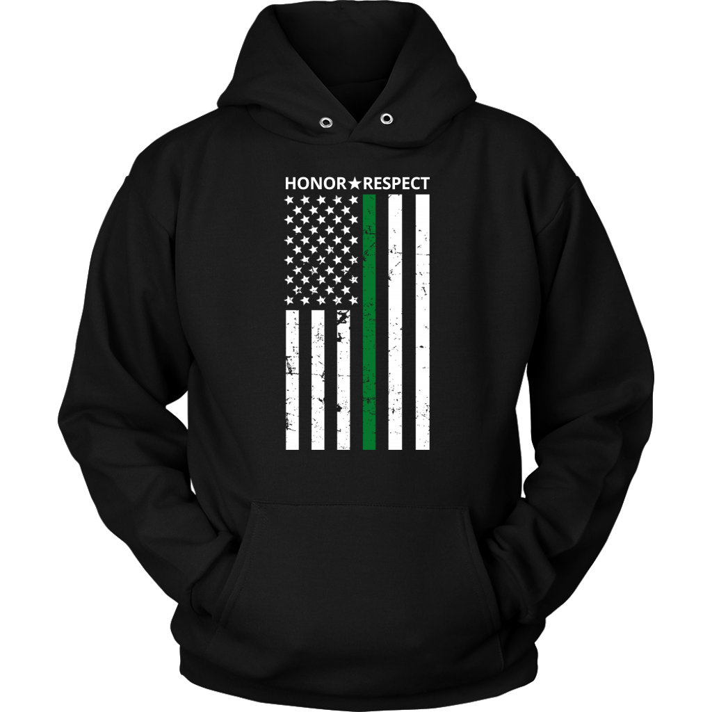 THIN GREEN LINE FLAG HONOR RESPECT SHIRTS AND HOODIES