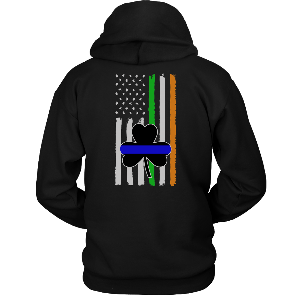 Thin Blue Line Shamrock Distress Irish Flag Shirts & Hoodies