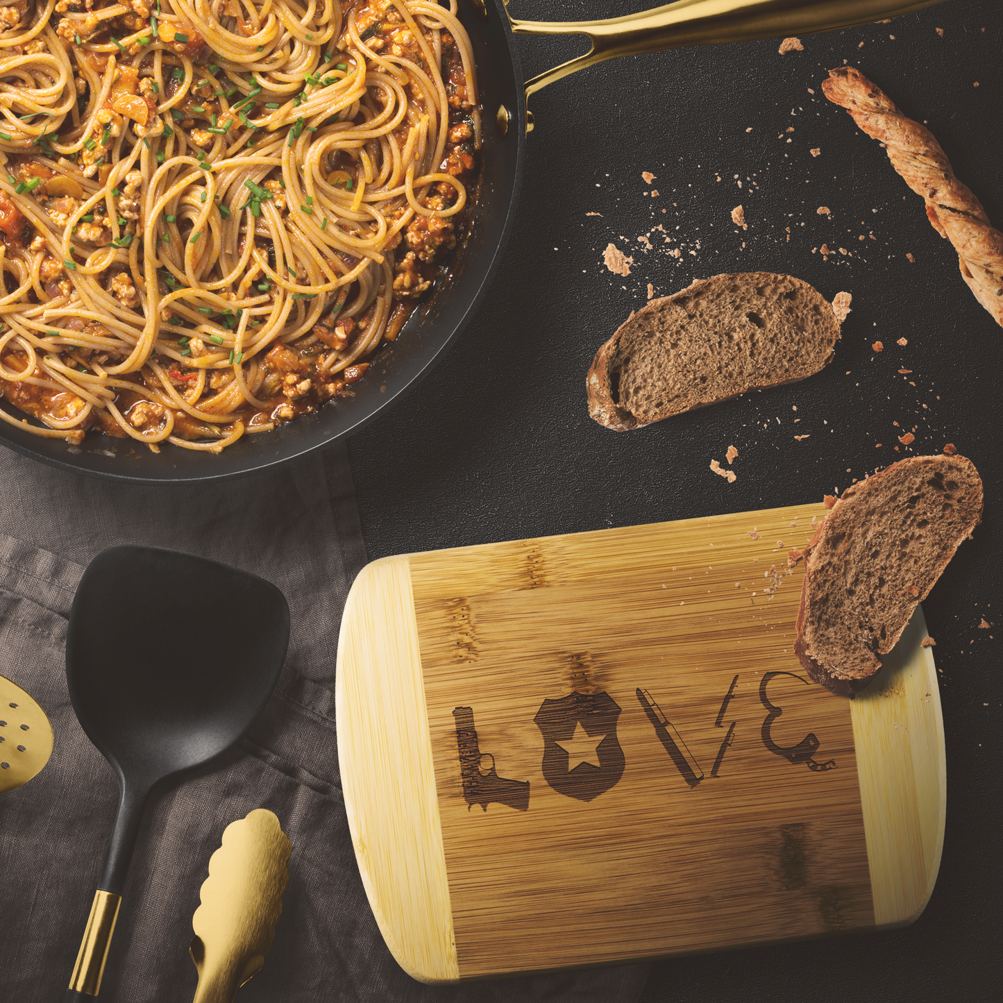 Police Love Round Edge Chopping Board
