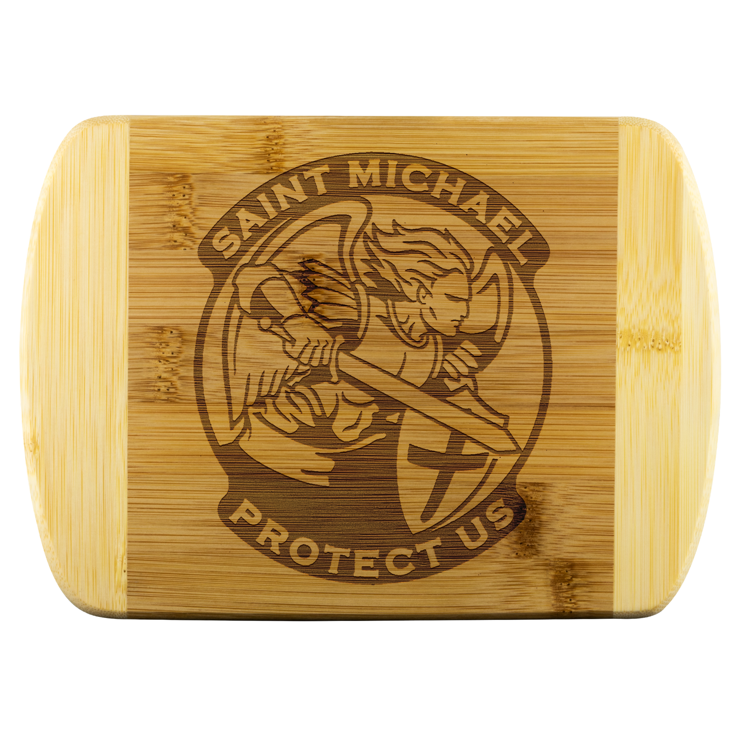 St Michael Protect Us Round Edge Chopping Board