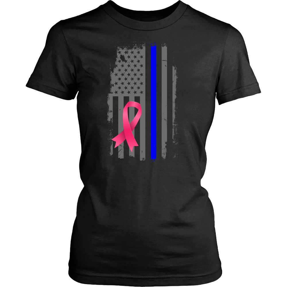 Breast Cancer Awareness Thin Blue Line Flag Shirt