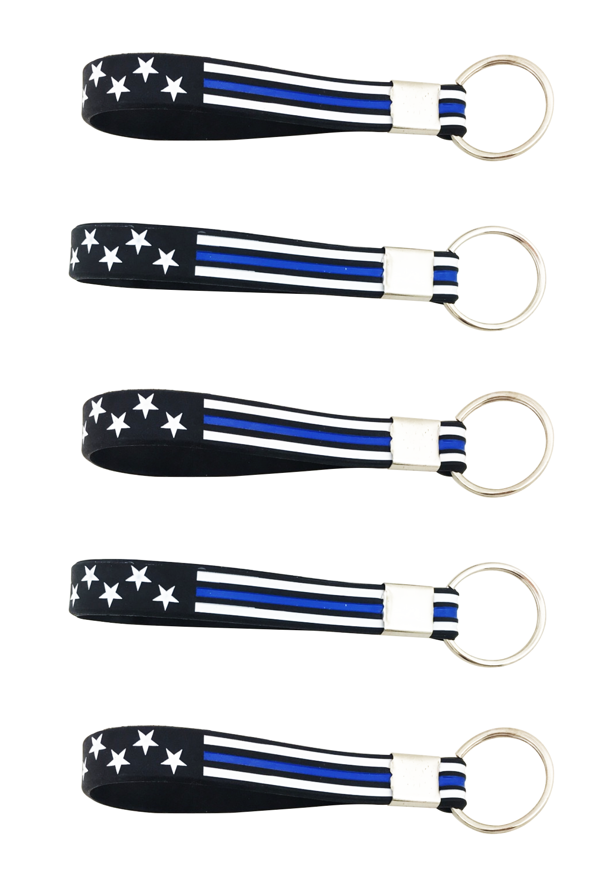 Thin Blue Line American Flag Silicone Keychain