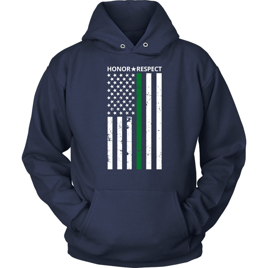THIN GREEN LINE FLAG HONOR RESPECT SHIRTS AND HOODIES