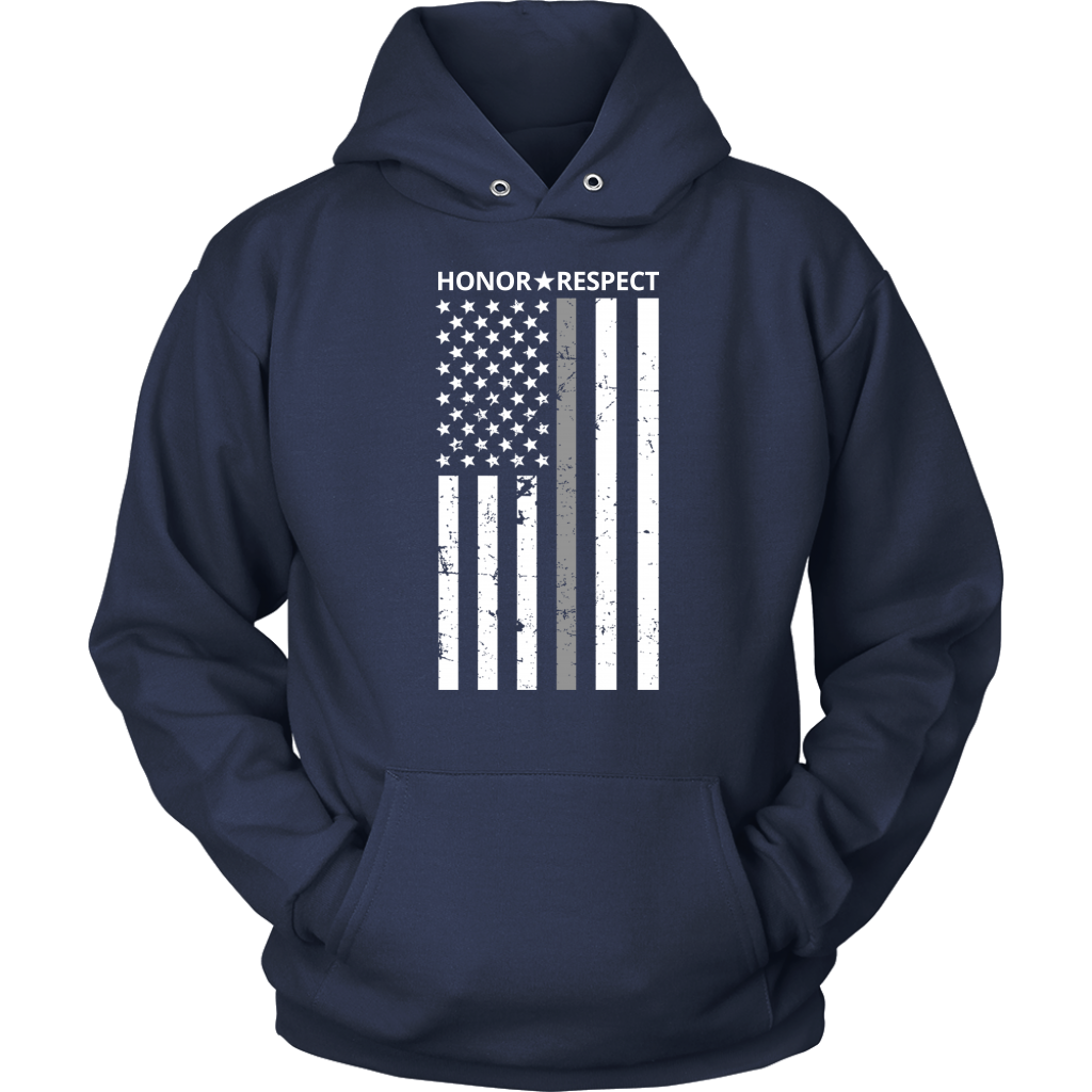 THIN SILVER LINE FLAG HONOR RESPECT SHIRTS AND HOODIES