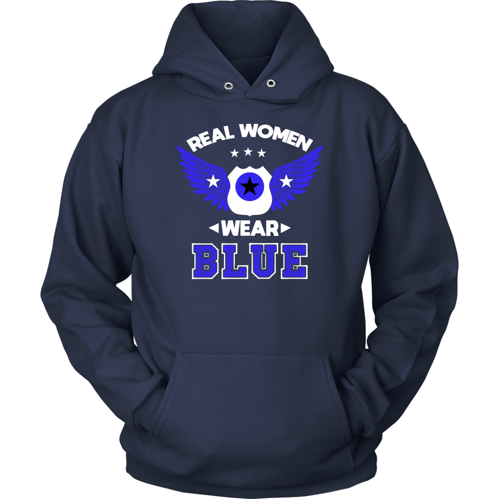 Real Women Wear Blue shirts and hoodies