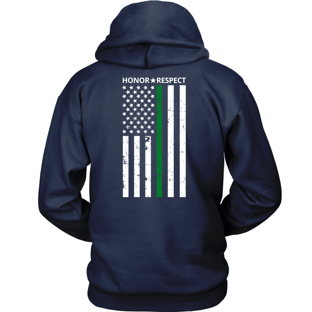 THIN GREEN LINE FLAG HONOR RESPECT SHIRTS AND HOODIES - Back design