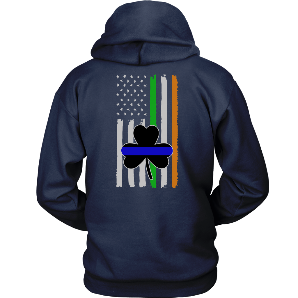 Thin Blue Line Shamrock Distress Irish Flag Shirts & Hoodies
