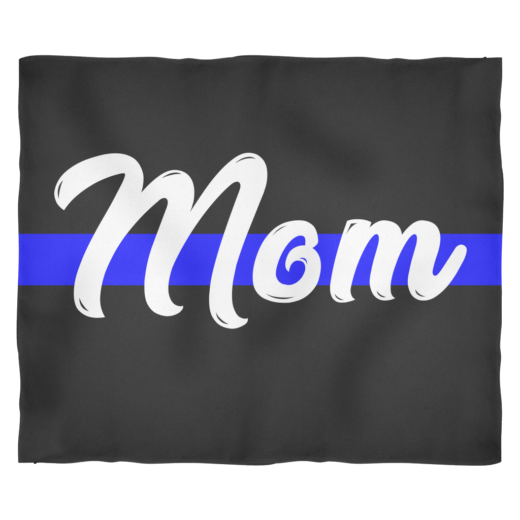 Mom - Thin Blue Line Blanket - Black