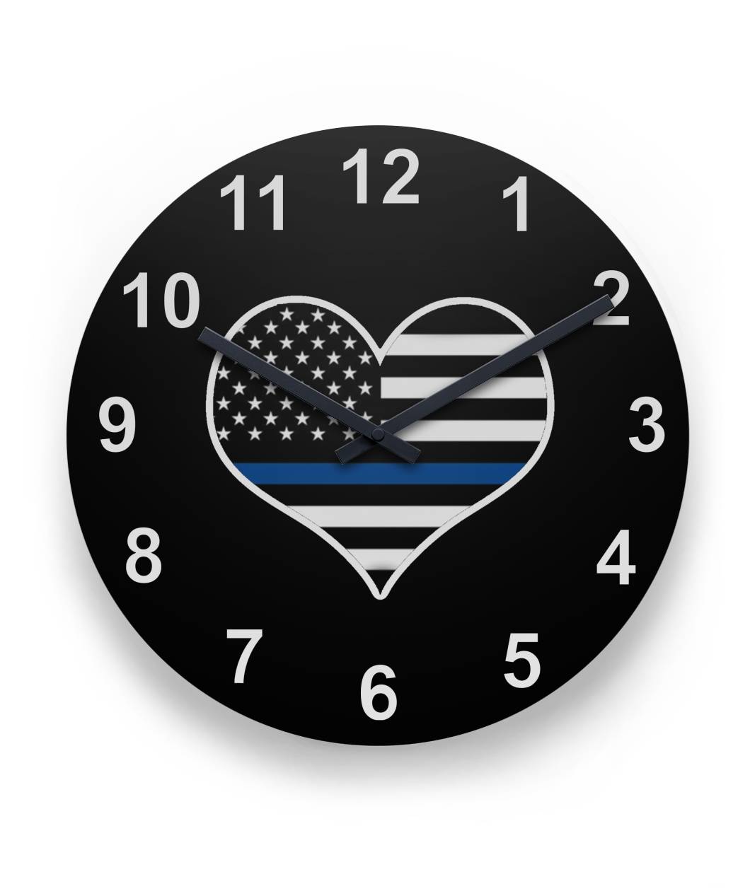 Thin Blue Line Heart Clock