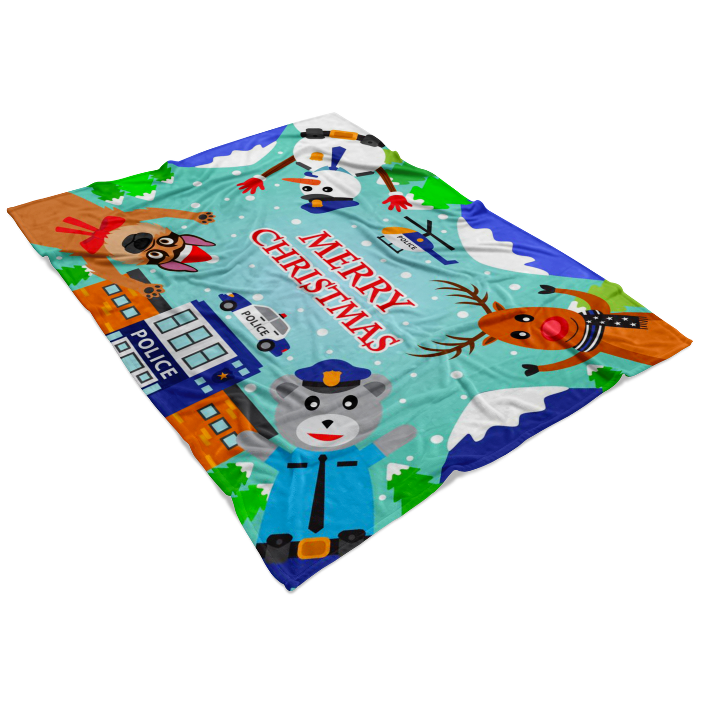 Police Merry Christmas Blanket