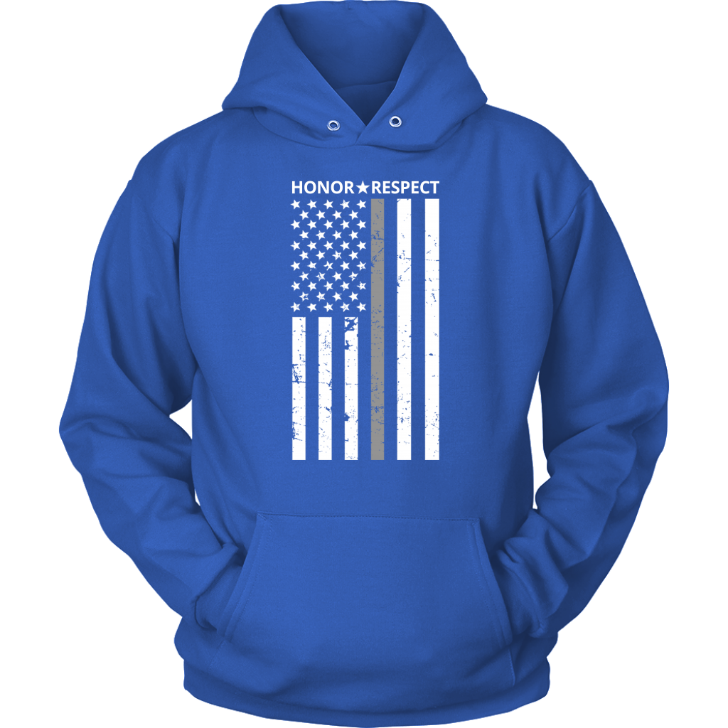 THIN SILVER LINE FLAG HONOR RESPECT SHIRTS AND HOODIES