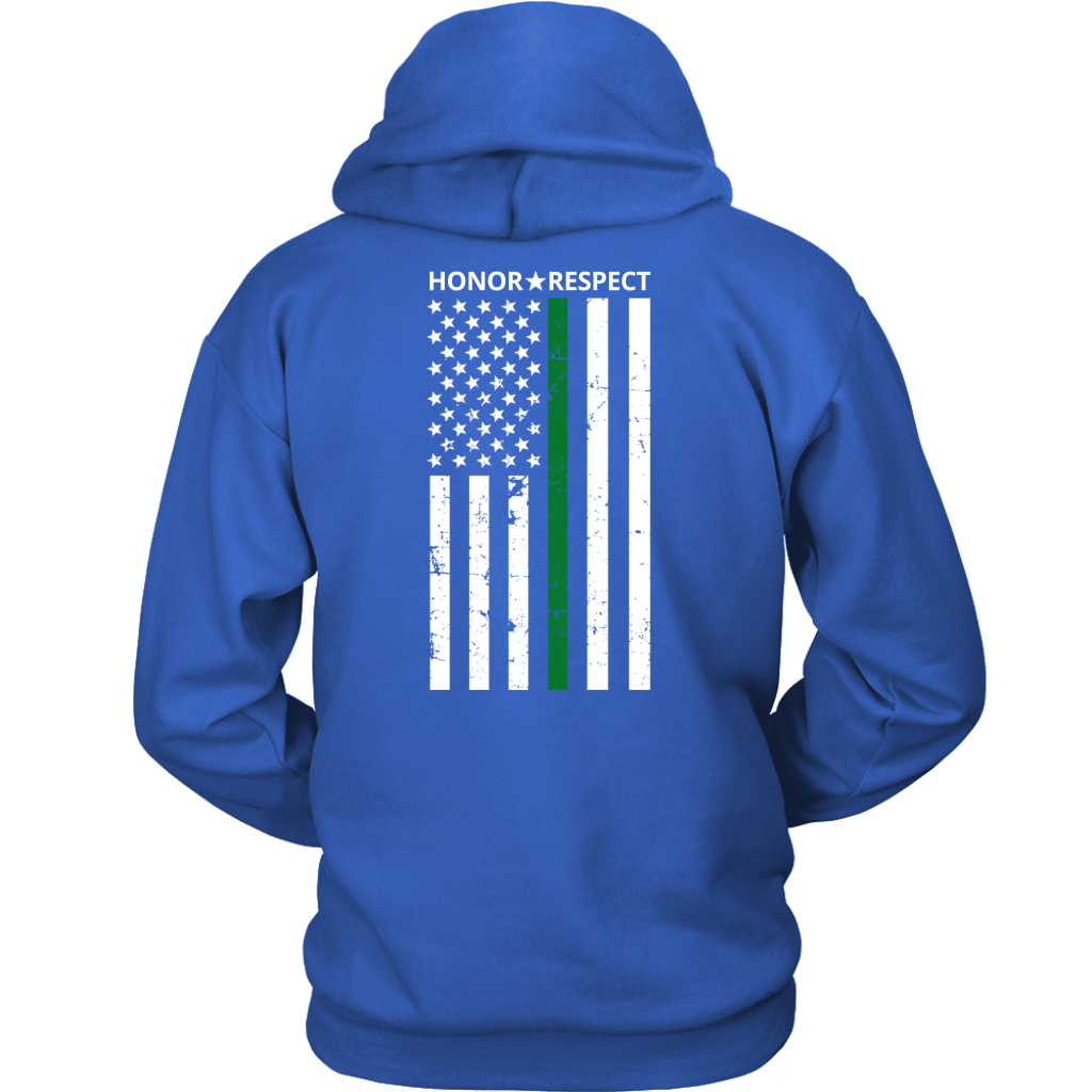 THIN GREEN LINE FLAG HONOR RESPECT SHIRTS AND HOODIES - Back design