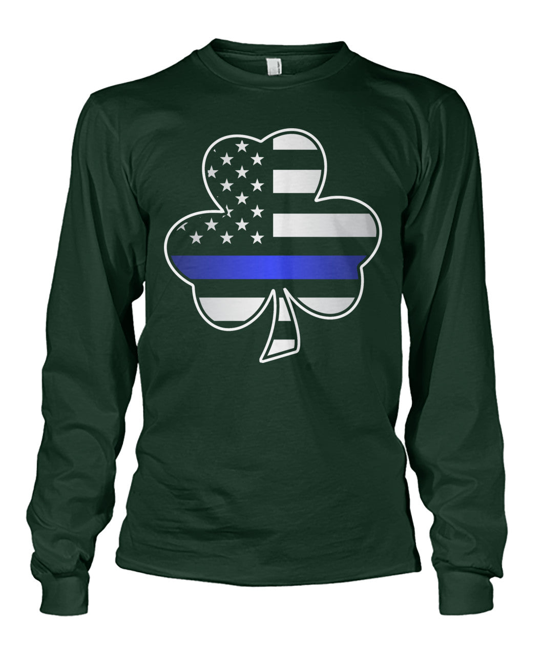 Thin Blue Line Shamrock American Flag Shirts and Hoodies