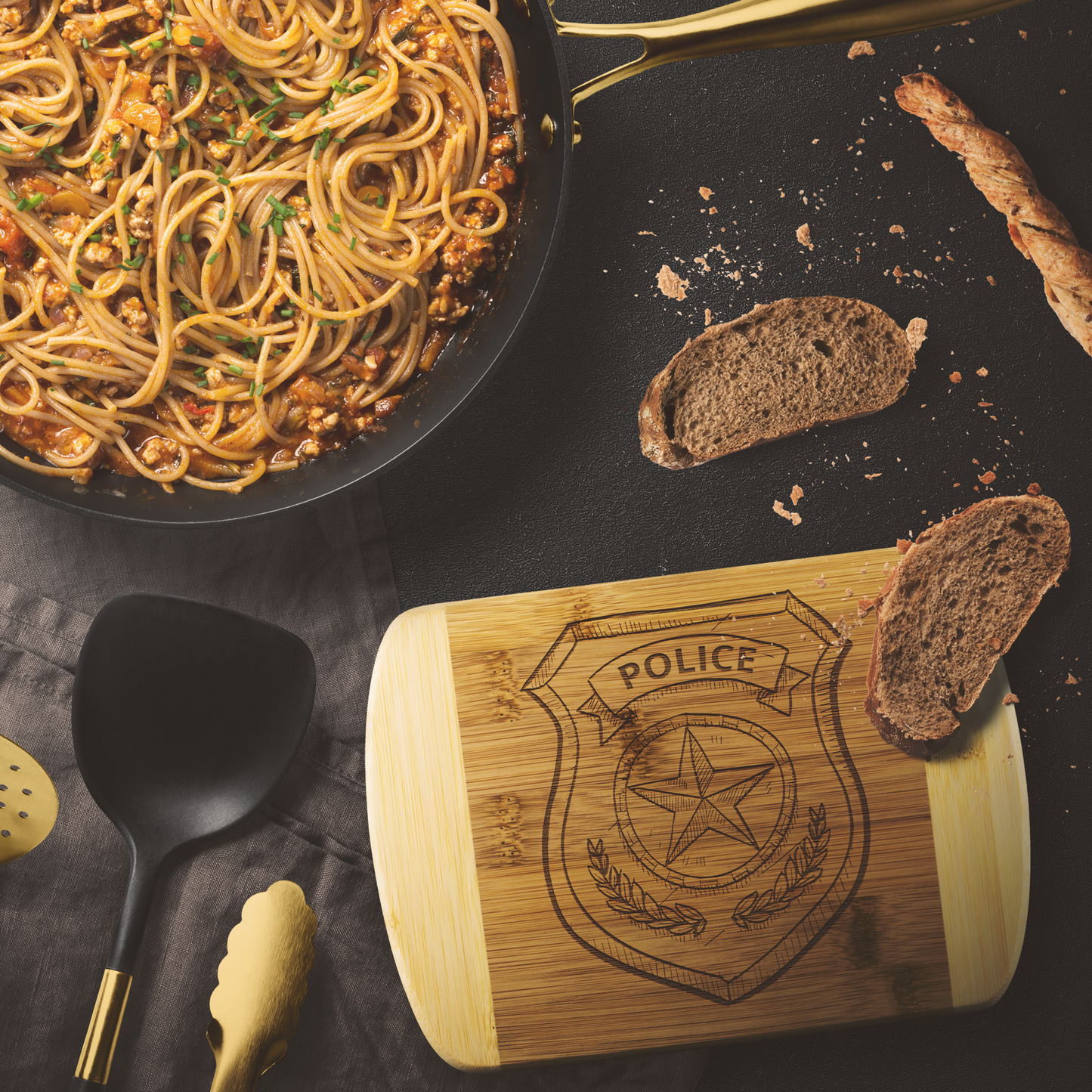 Police Badge Round Edge Chopping Board