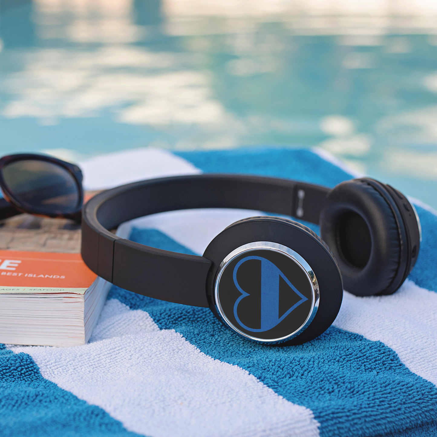 Thin Blue Line Heart Headphones