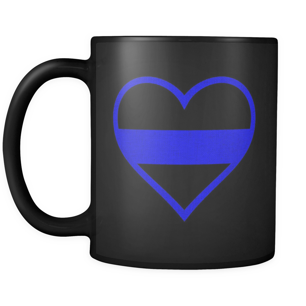 Beautiful Thin Blue Line Heart Mug - Black