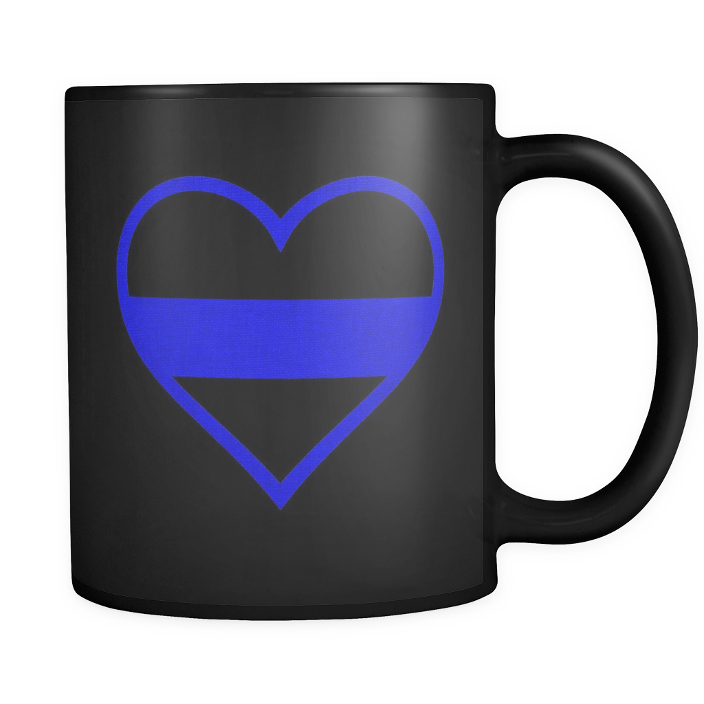 Beautiful Thin Blue Line Heart Mug - Black