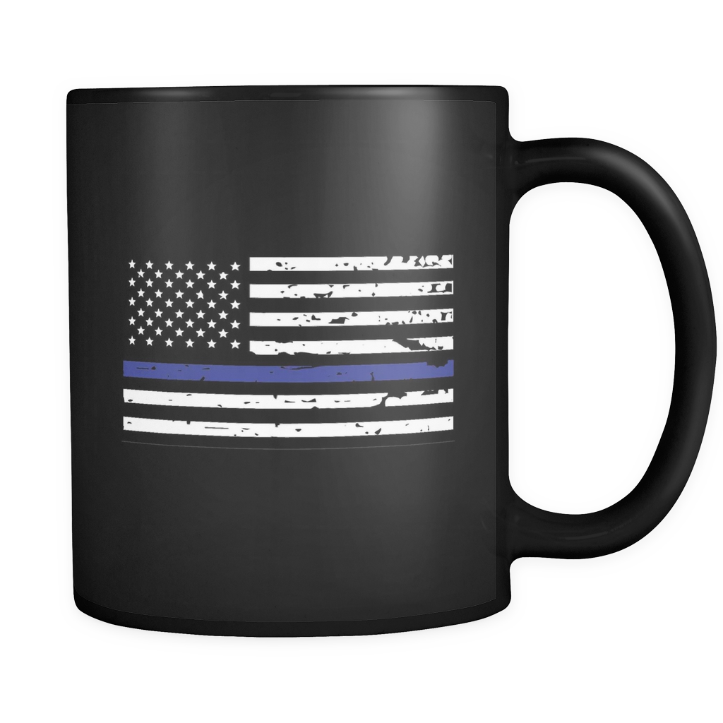 Thin Blue Line American Flag Mug - Black