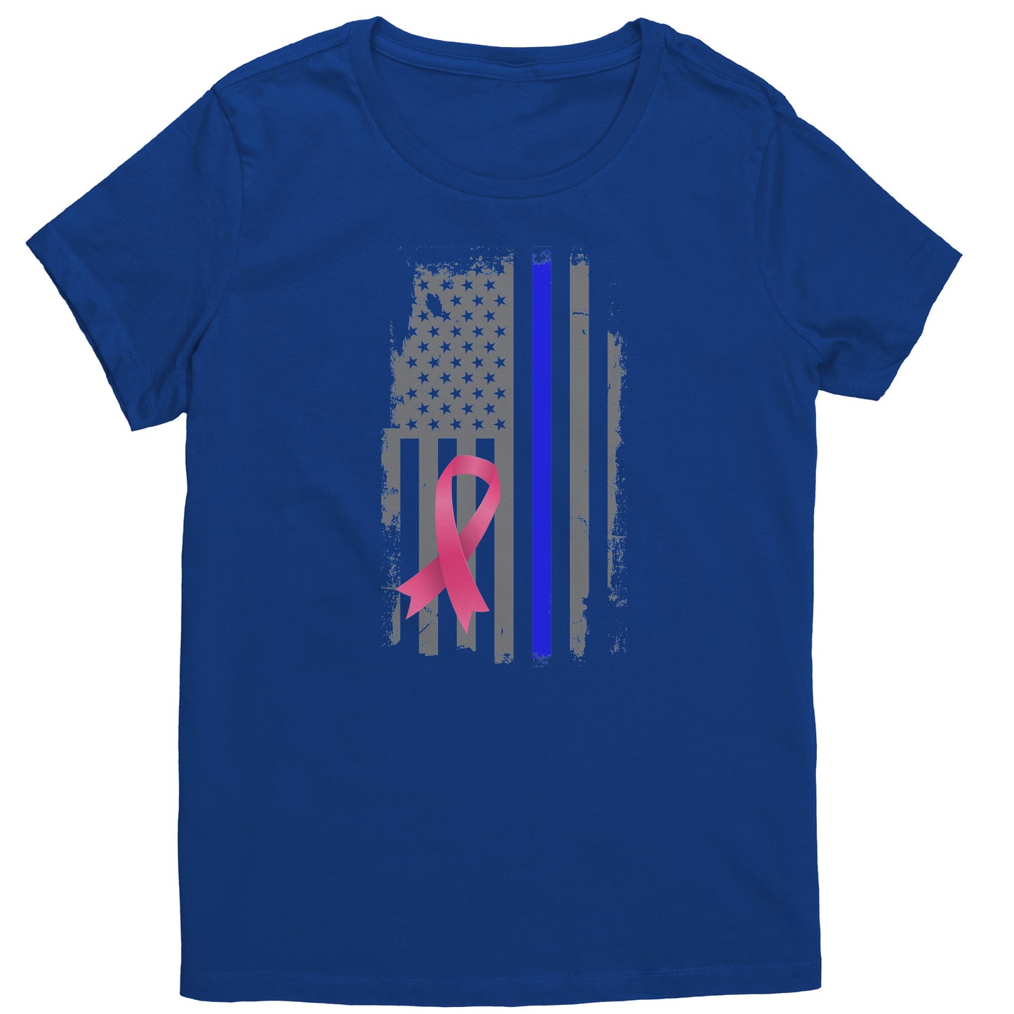 Breast Cancer Awareness Thin Blue Line Flag Shirt