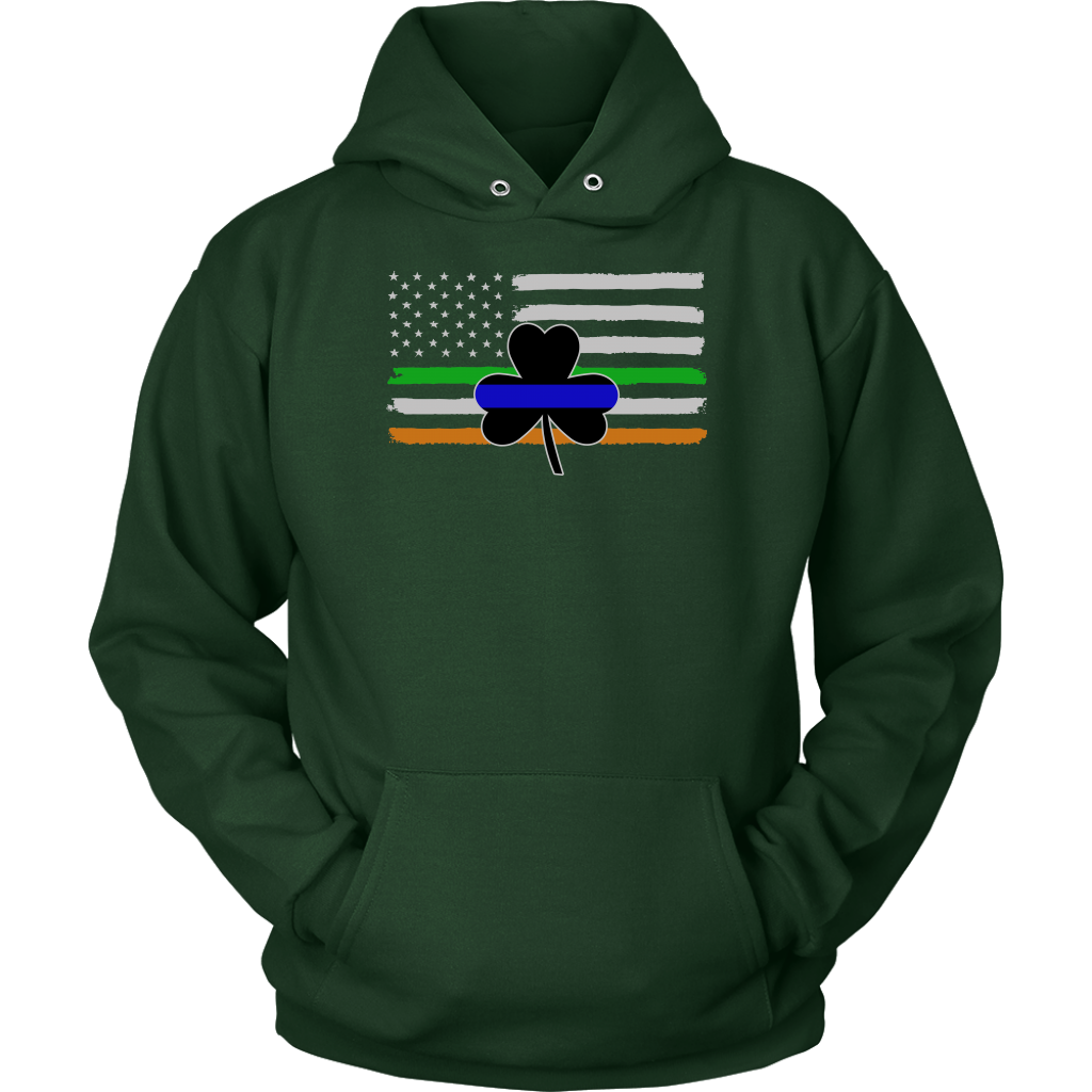 Thin Blue Line Shamrock Distress Irish Flag Shirts & Hoodies