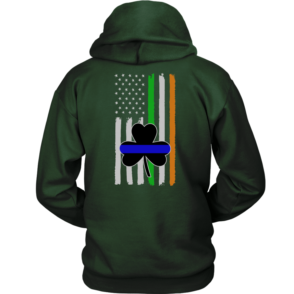 Thin Blue Line Shamrock Distress Irish Flag Shirts & Hoodies
