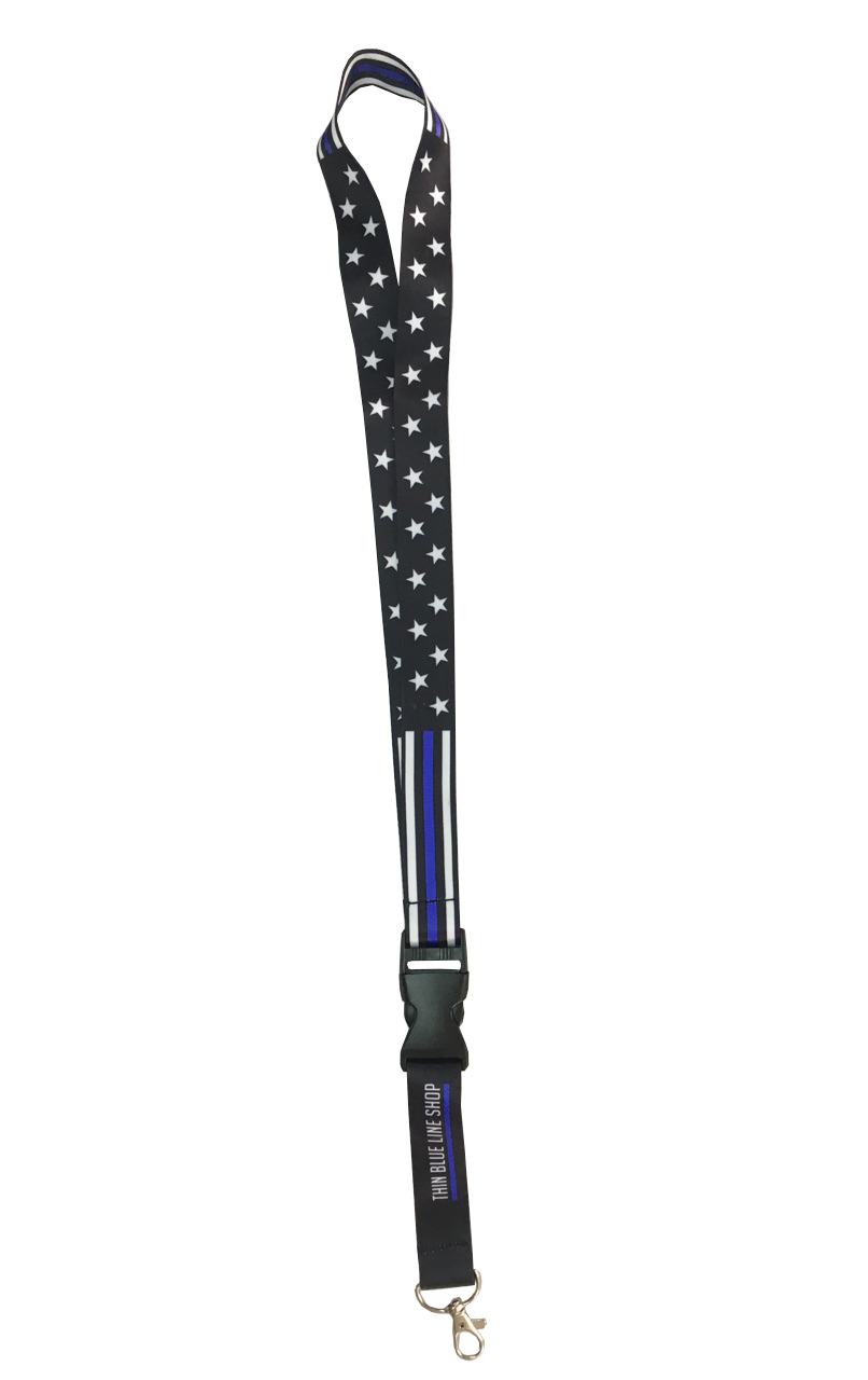 Thin Blue Line Stars and Stripes Lanyard