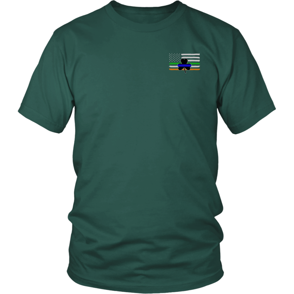 Thin Blue Line Shamrock Distress Irish Flag Shirts & Hoodies