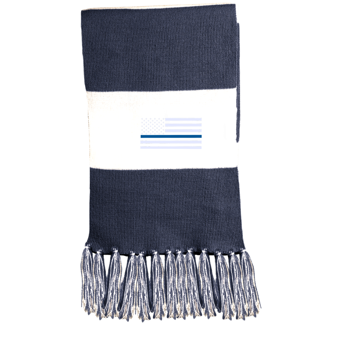 Thin Blue Line Flag Embroidered and Fringed Scarf