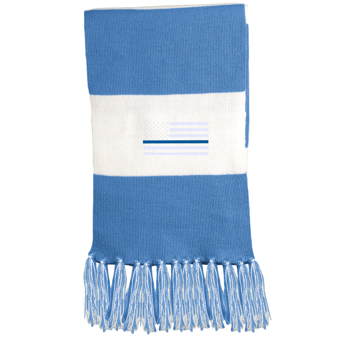 Thin Blue Line Flag Embroidered and Fringed Scarf