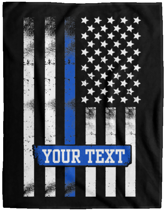 Personalized Thin Blue Line USA Flag Blanket