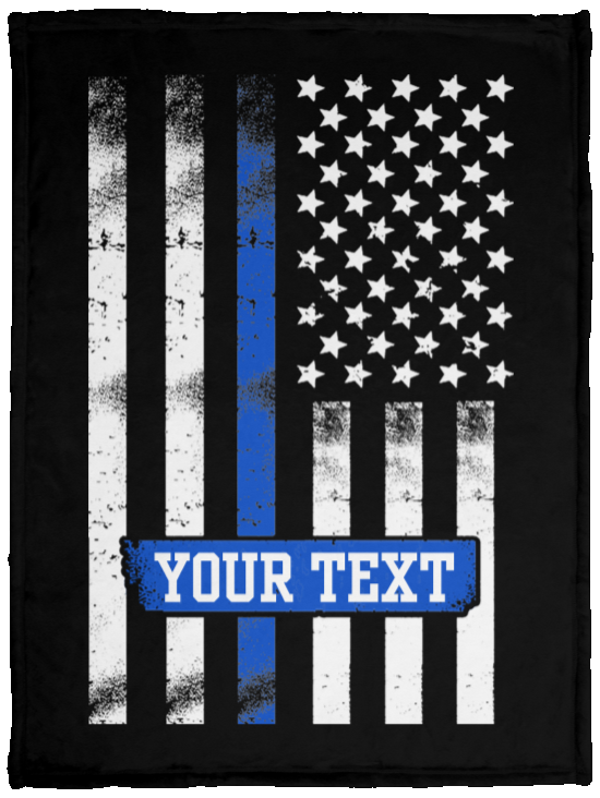 Personalized Thin Blue Line USA Flag Blanket