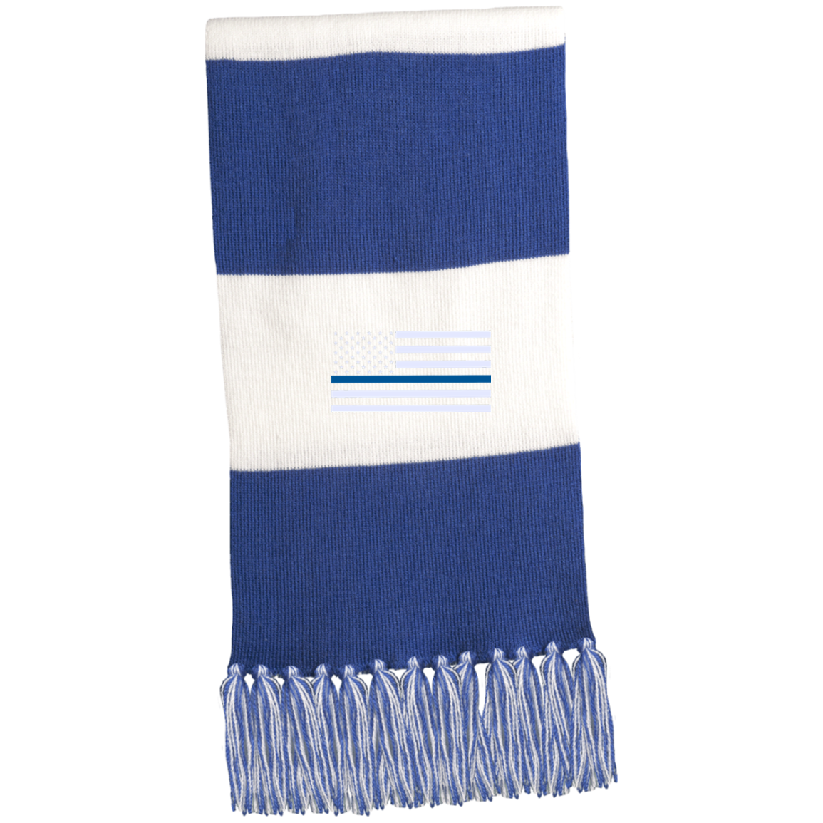 Thin Blue Line Flag Embroidered and Fringed Scarf