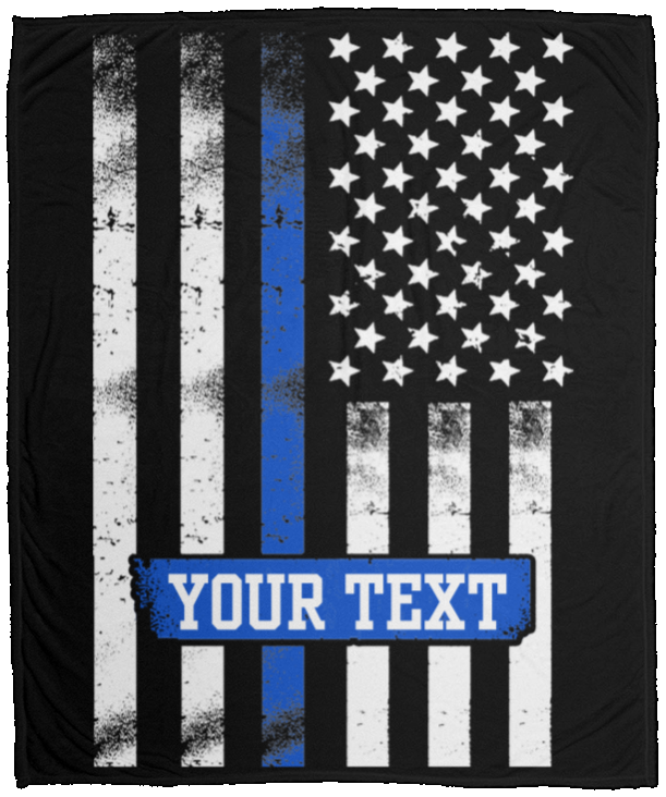 Personalized Thin Blue Line USA Flag Blanket