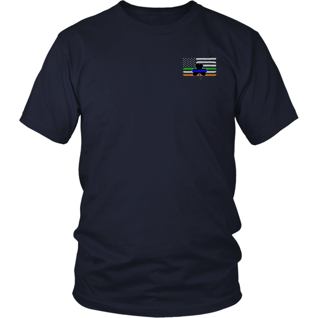 Thin Blue Line Shamrock Distress Irish Flag Shirts & Hoodies